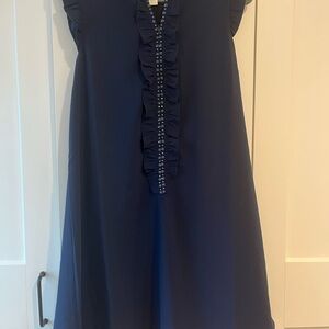 Lilly Pulitzer Navy Blue Women’s Dress with Ruffles and Beading
